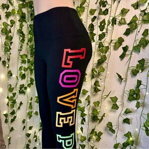 Victoria's Secret Black Skinny Pants with Multicolor LOVE Print